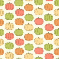 Seamless Pattern with Colorful Pumpkins – Cozy Fall Aesthetic for Wrapping Paper, Textiles, Stickers, and Autumn Decor