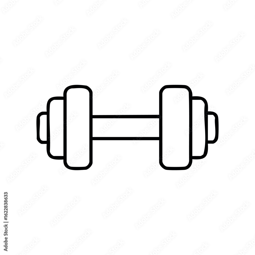 Aufkleber simple outline of a dumbbell for fitness and exercise – stock vector icon in line style