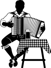 Black silhouette vector of a musician playing an accordion