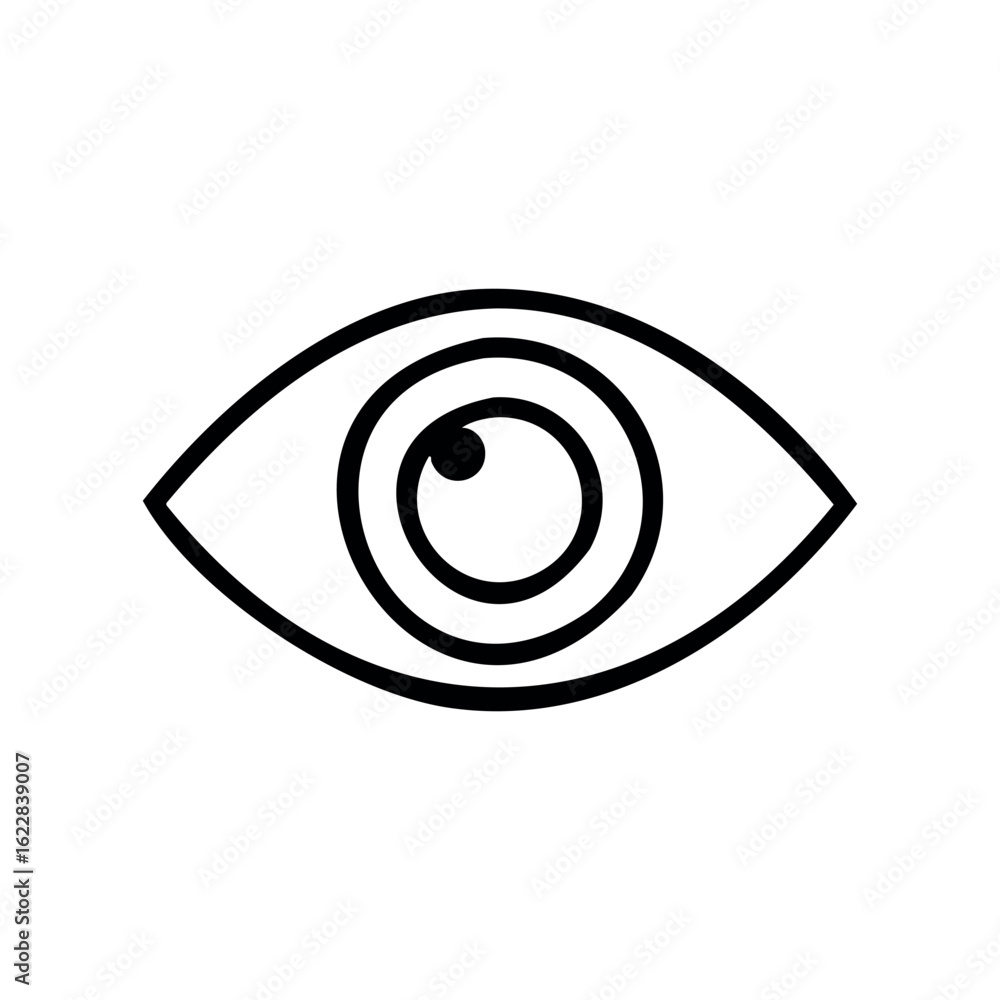 Poster minimalist eye icon design with single line outline – stock vector icon in line style