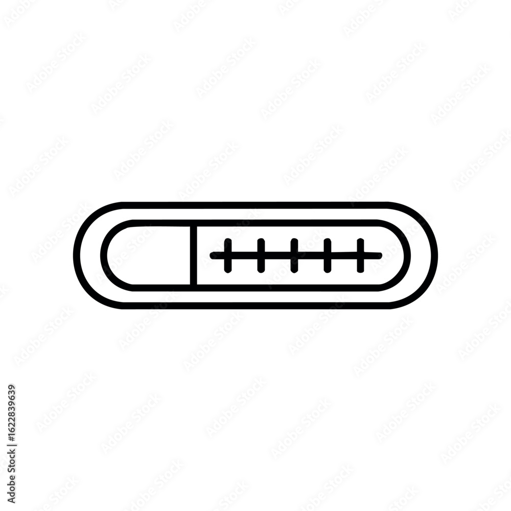 Poster digital thermometer with temperature display and reading scale icon – stock vector icon in line styl
