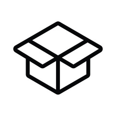 Minimal Open Box Icon. Outline Vector for Logistics and Packaging