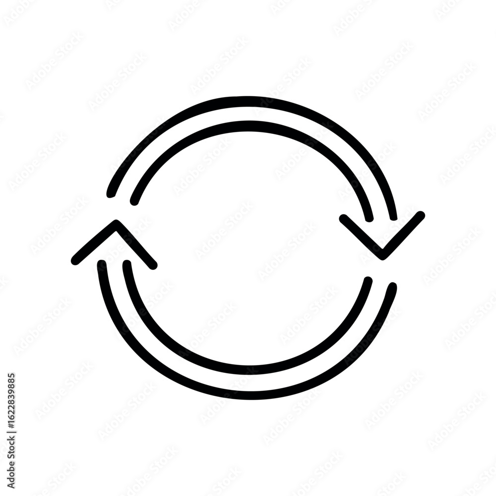 Poster cycle arrows icon indicating process repetition and continuity – stock vector icon in line style