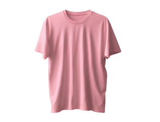 A pink T-shirt, flat lay, transparent background.