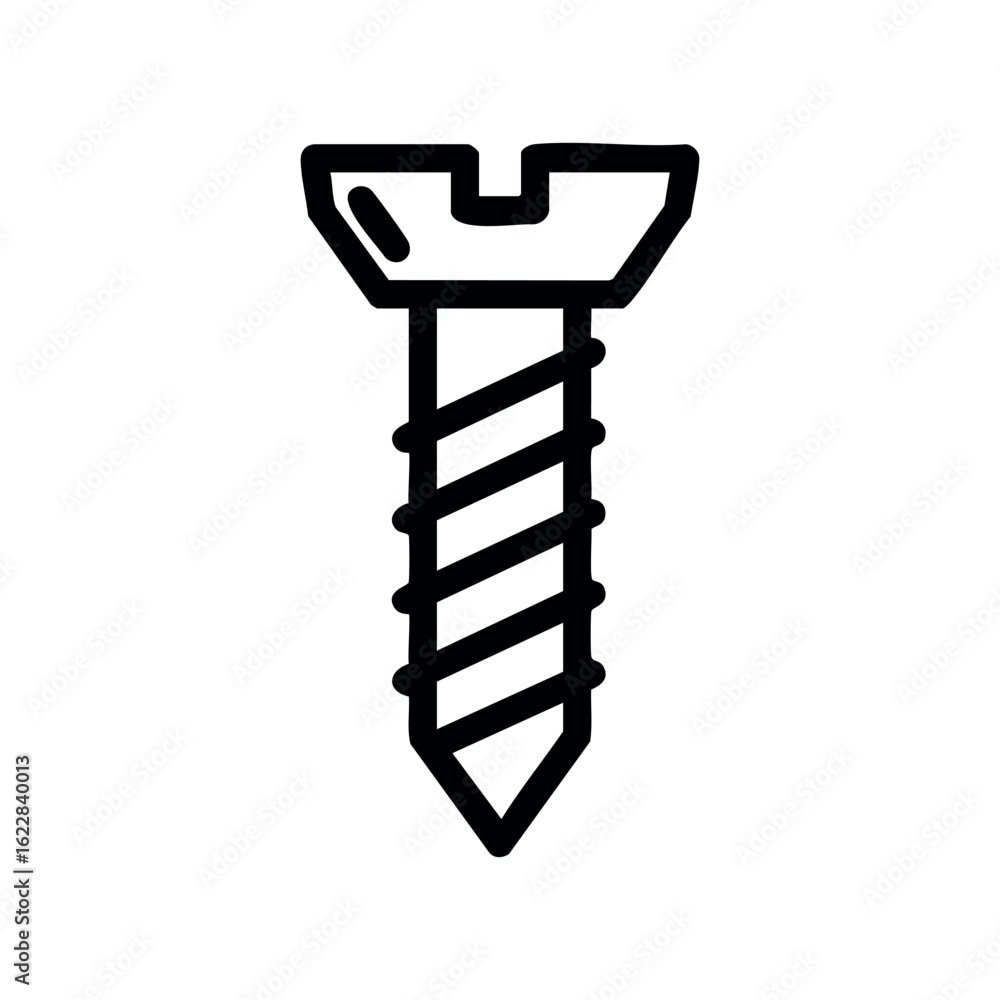 Poster simple line drawing of a screw with hexagonal head – stock vector icon in line style