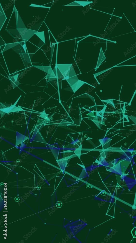 Poster animation of network of connections floating on green background