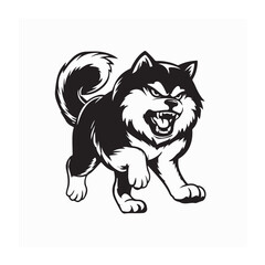 Angry Akita Dog Walking Vector Illustration Fierce Expression Loyal Pet Design Artwork