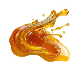 Fluid honey stream kitchen table food bright environment isolated on transparent background, png