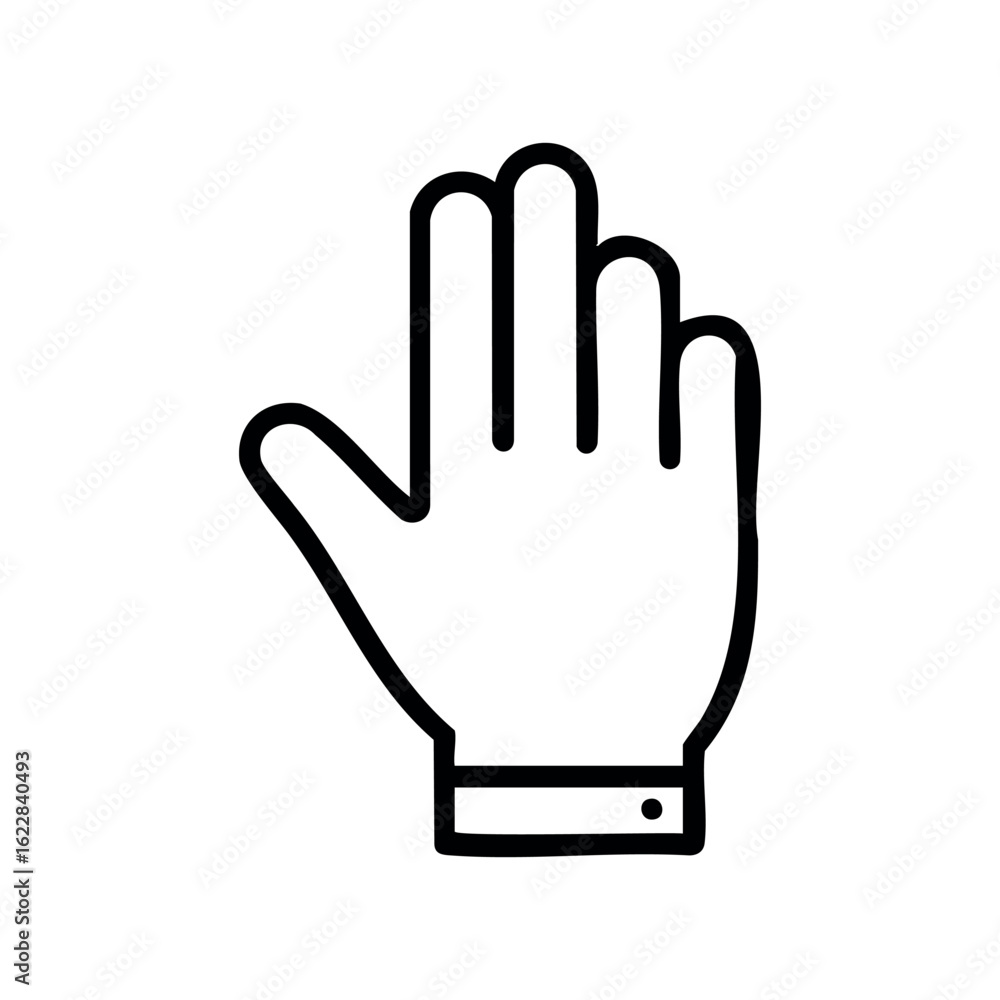 Poster minimalist line art of raised hand with simple design – stock vector icon in line style