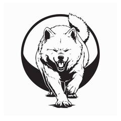 Angry Akita Dog Walking Vector Illustration Fierce Expression Loyal Pet Design Artwork