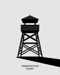 watchtower, tower, structure, illustration, design, observation, lookout, architecture, silhouette, black, building, wooden, outdoor, security, landmark, observation tower, shelter, lookout point, gua