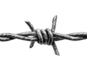 Barbed wire installation process industrial site resilience isolated on transparent background, png