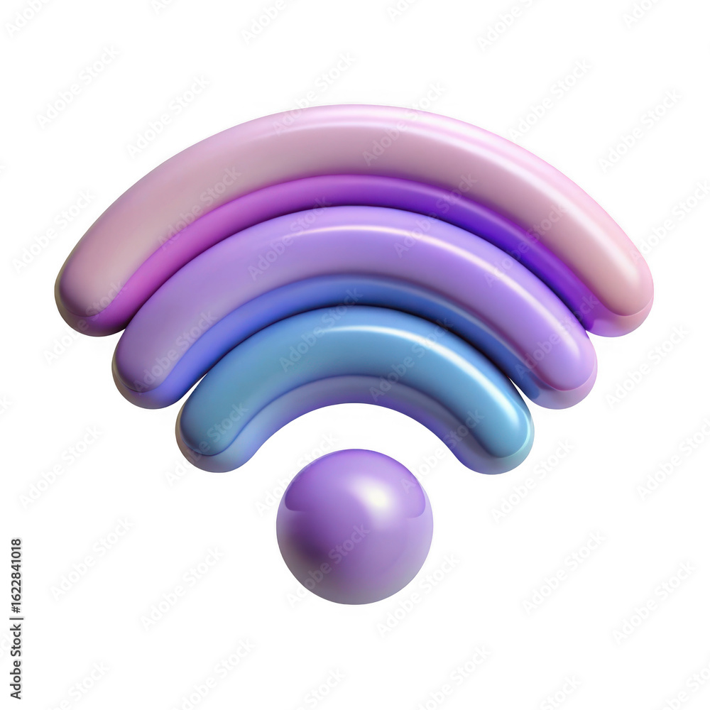 Aufkleber colorful 3d wi fi signal icon with pastel gradient arcs and sphere isolated on transparent backgroun