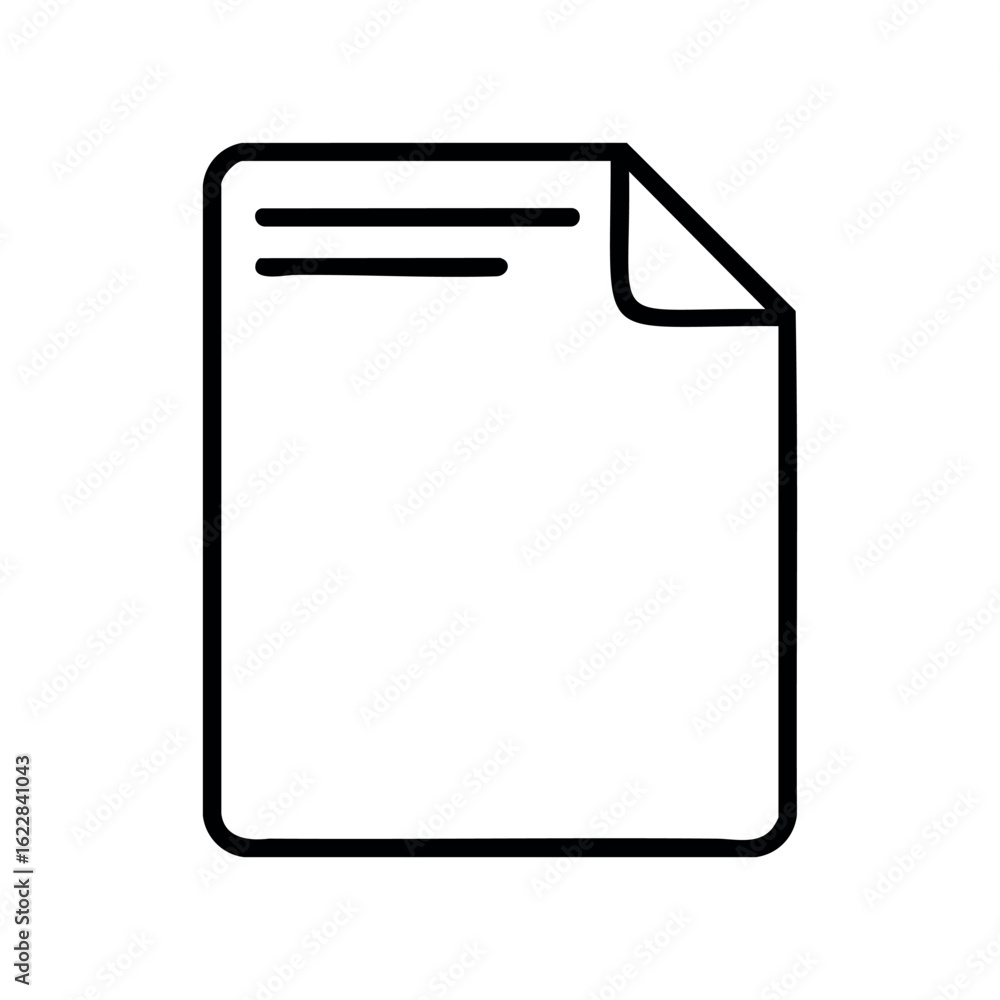 Poster simple line art document icon depicting a blank paper with folded corner – stock vector icon in line