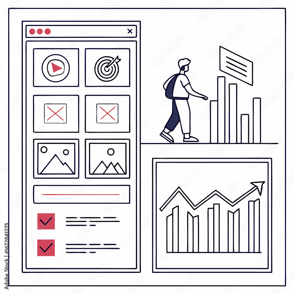 Poster business growth and analytics dashboard with user interaction