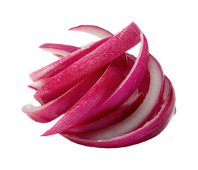 Sliced red onion preparation kitchen food bright environment isolated on transparent background, png