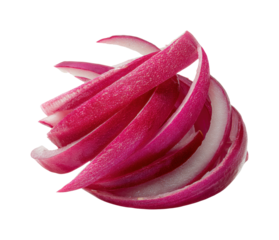 Sliced red onion preparation kitchen food bright environment isolated on transparent background, png