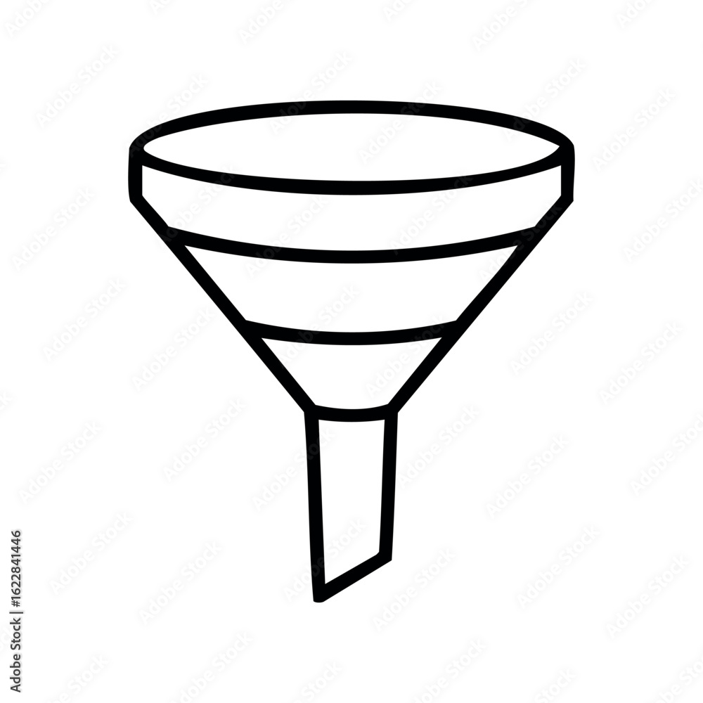 Poster simple line drawing of a funnel – stock vector icon in line style