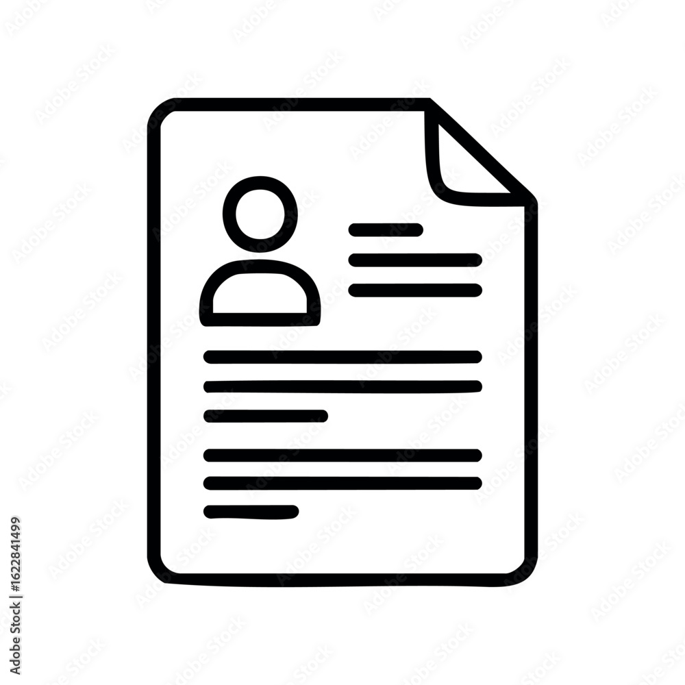 Aufkleber minimalistic icon of resume document with profile silhouette – stock vector icon in line style