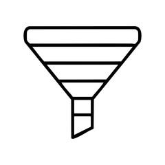 Simple outline of a minimalist funnel design icon in black and white &ndash; stock vector icon in line style