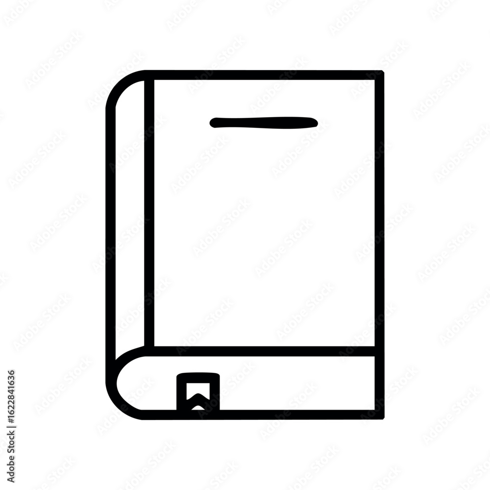 Poster minimalist line art of a closed book with bookmark – stock vector icon in line style