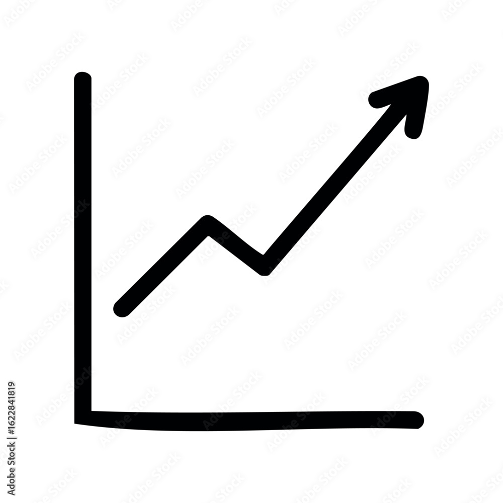 Poster simple line graph icon illustrating positive growth trend – stock vector icon in line style