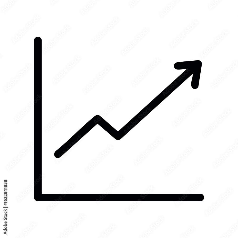 Poster upward trending line graph icon for growth and business success – stock vector icon in line style