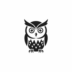 Fototapeta premium Stylized owl icon with sharp talons and triangular chest markings in black
