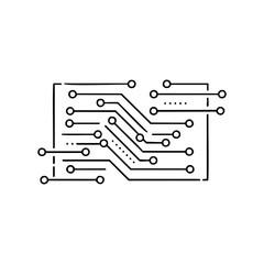 Minimalist abstract circuit board design with interconnected lines and nodes &ndash; stock vector icon in line style