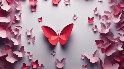paper butterflies and hearts , happy valentine's day