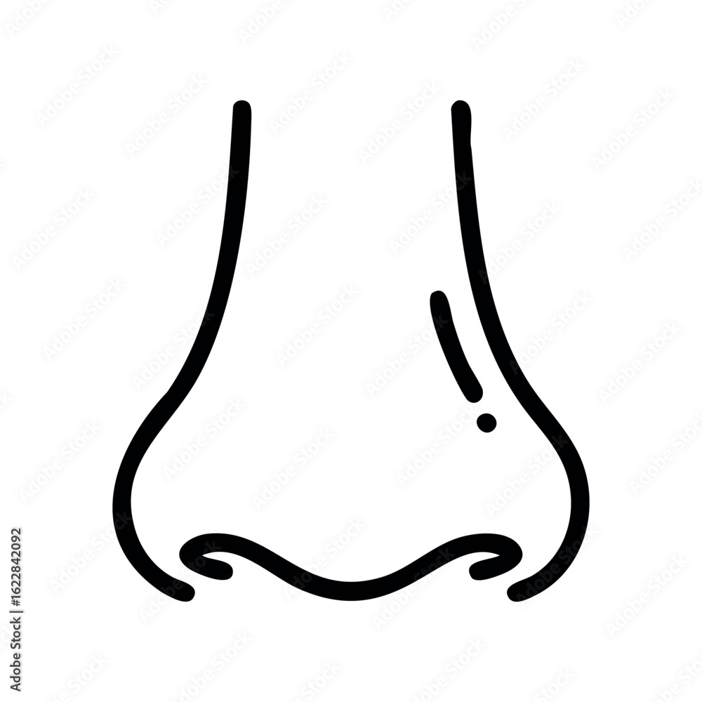 Poster simple outline of a human nose in minimalist line art style – stock vector icon in line style