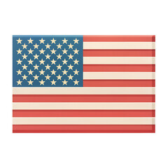Stylized american flag with red and white stripes and blue field with stars, isolated on transparent background