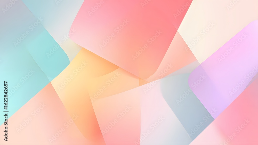 Poster abstract geometric background with overlapping pastel shapes and soft gradient colors