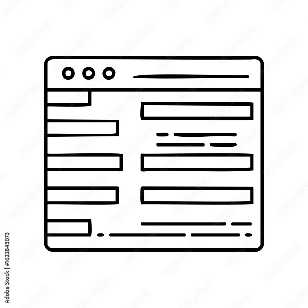 Aufkleber simplified web page wireframe illustration on white background – stock vector icon in line style