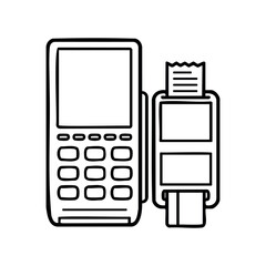Line art of payment terminal and receipt machine &ndash; stock vector icon in line style