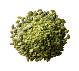 Green pumpkin seeds kitchen exploration of their nutritional benefits isolated on transparent background, png