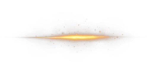 Light effect of movement of golden neon lines. Horizontal lines. Speed ​​effect on a transparent background. Lines of light, speed and movement.PNG