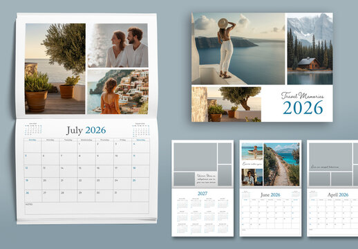Wall Calendar with Photo Collage Layout, 2026