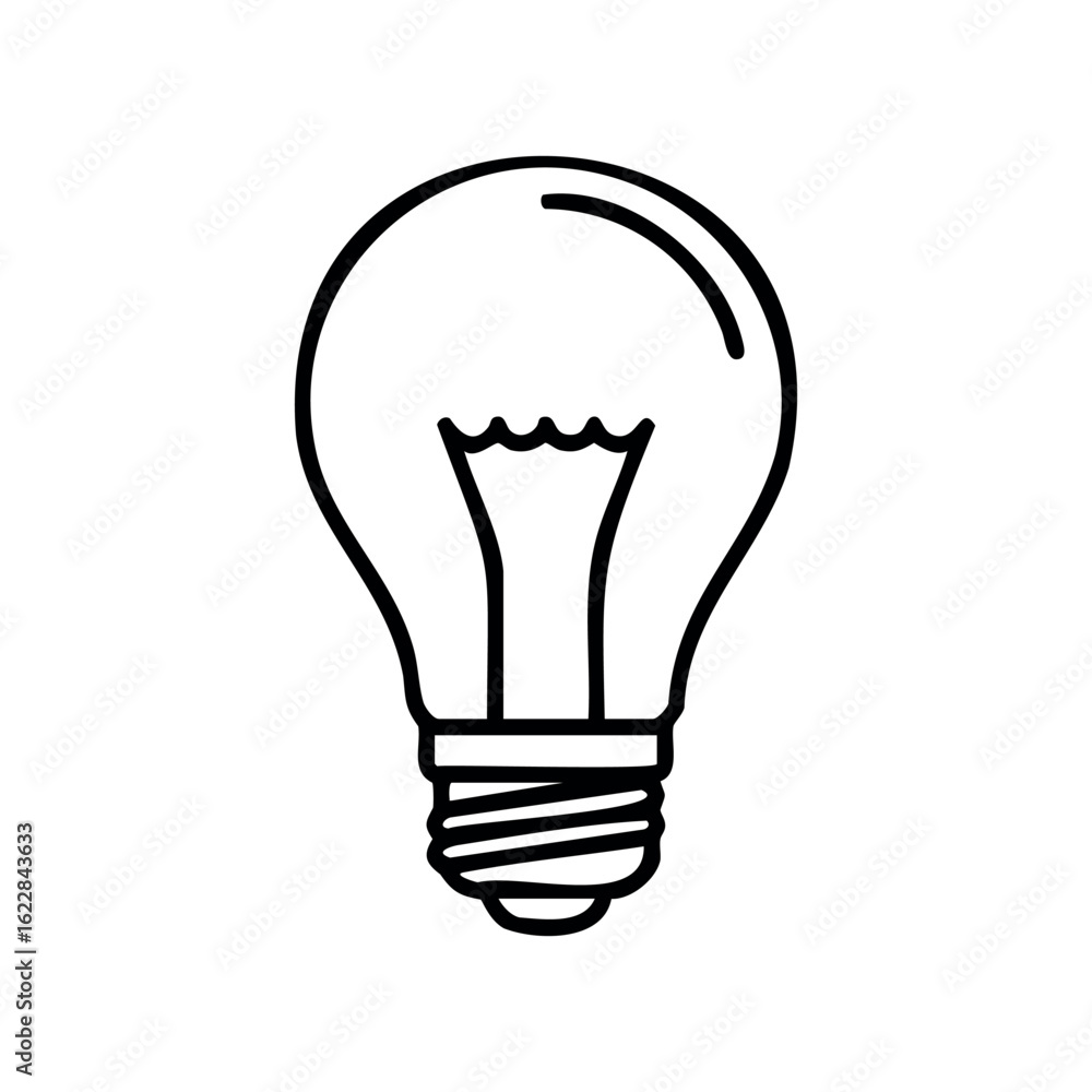 Poster simple line drawing of a light bulb – stock vector icon in line style