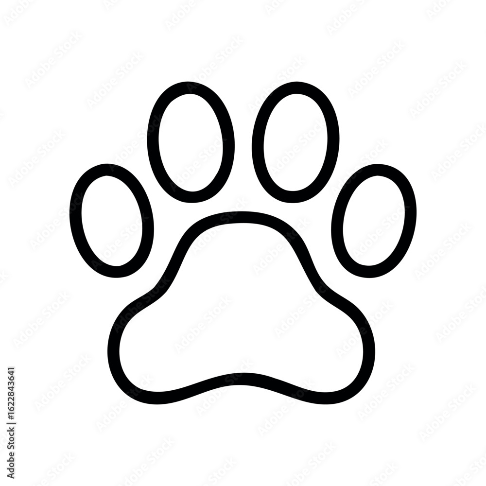 Poster simple cat paw print symbol outline design – stock vector icon in line style