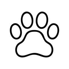 Simple cat paw print symbol outline design &ndash; stock vector icon in line style