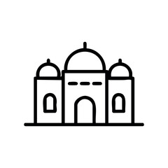 Minimalist line drawing of taj mahal architectural icon &ndash; stock vector icon in line style