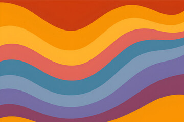 Obraz premium retro wavy stripes in warm vintage colors with grainy textured background