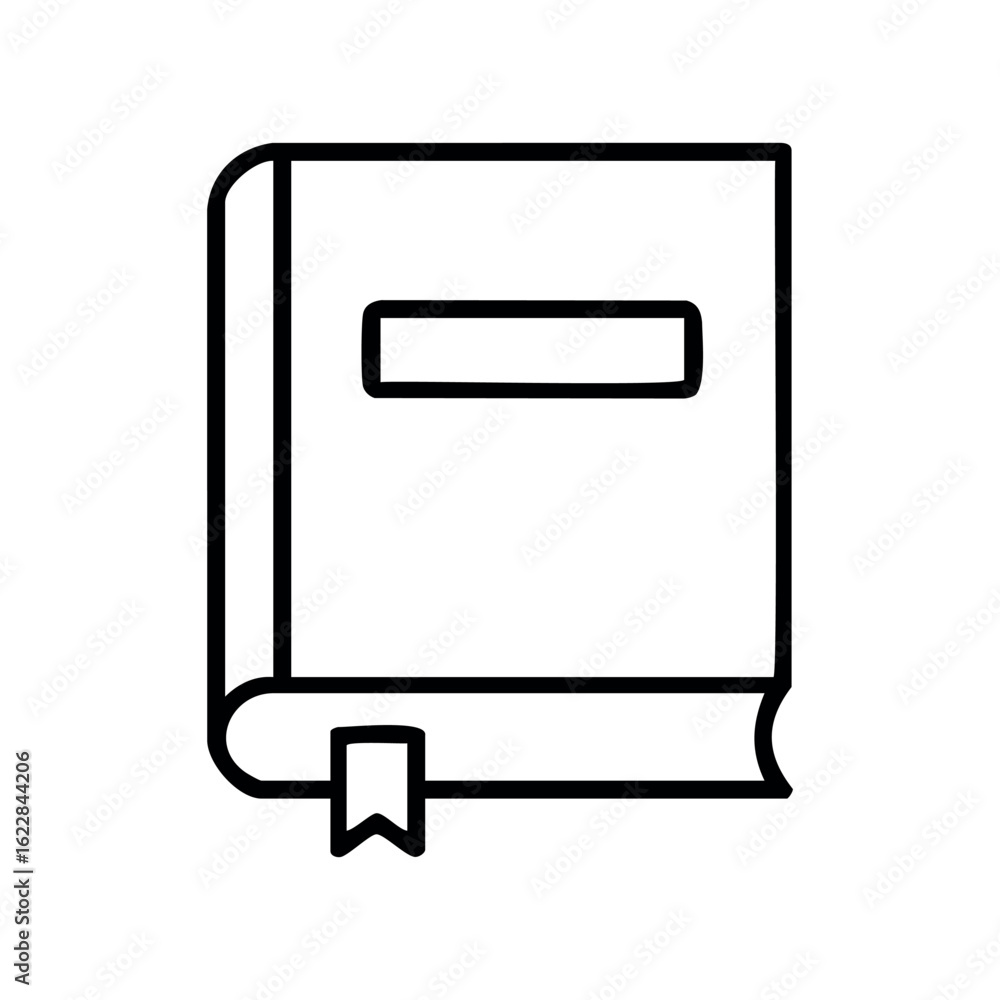 Poster outline icon of a book with bookmark – stock vector icon in line style