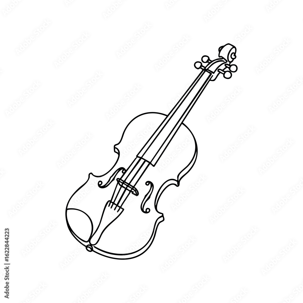 Poster elegant violin line art illustration with detailed strings and curves – stock vector icon in line st