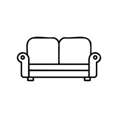 Minimalist outline of a modern sofa design &ndash; stock vector icon in line style