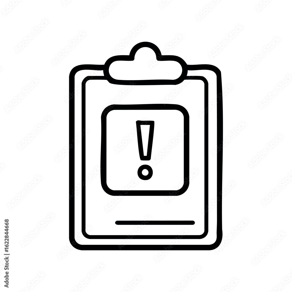 Poster simple icon of alert message on clipboard – stock vector icon in line style