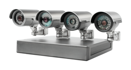 Security camera installation office building surveillance isolated on transparent background, png