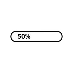 Minimalist loading bar at 50 percent progress – stock vector icon in line style