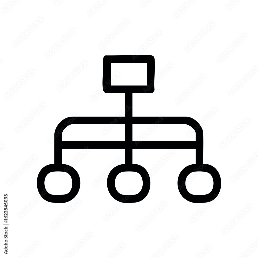 Poster simple organizational chart structure icon in black outline – stock vector icon in line style